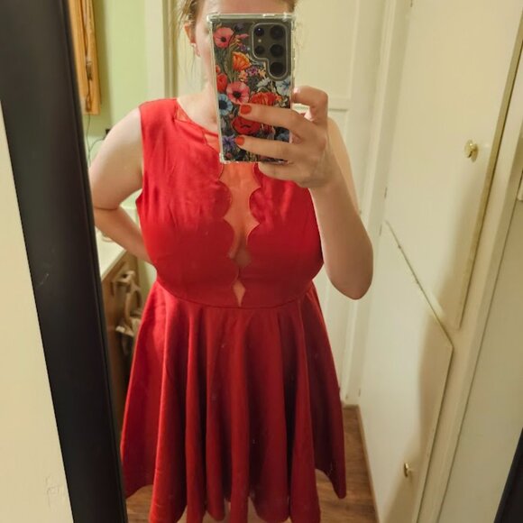NWT Red Dress with Sheer Bodice Cutout - Picture 5 of 5